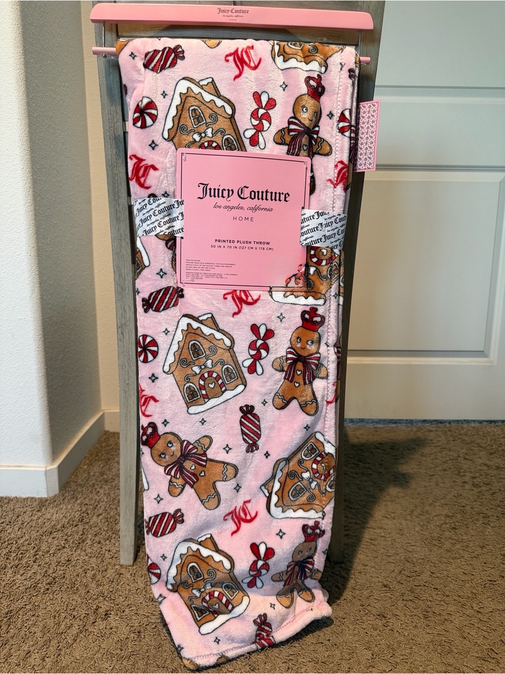 Juicy Couture Pink Gingerbread & Candy Plush Throw